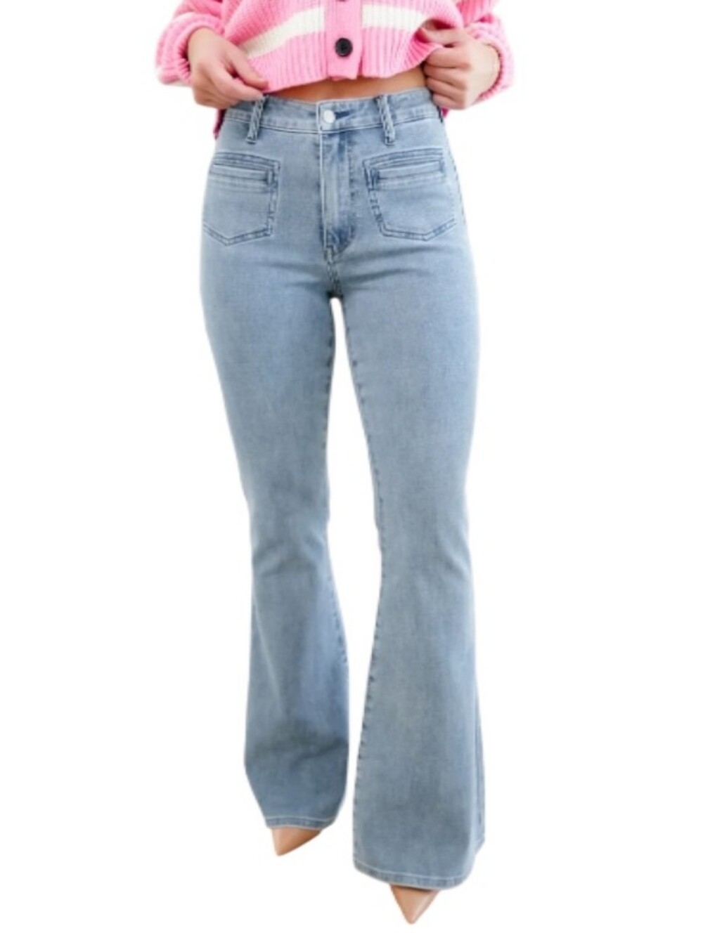 Judy Blue Flare Fit Patch-Pocket High-Rise Denim Jeans
